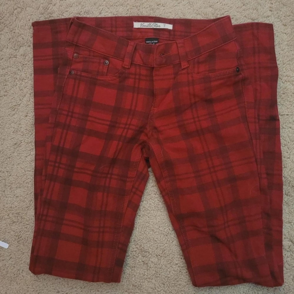 Red Plaid Jeans